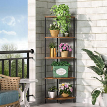 Greatseas 5-Tier Corner Sehlf Rustic Brown