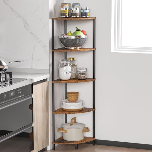 Greatseas 5-Tier Corner Sehlf Rustic Brown 2