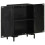 ZEYUAN Sideboard Black 55x30x77 cm Solid Wood Mango and Iron,Sideboard Kitchen Units,Storage Unit,Sideboard With Drawers 5