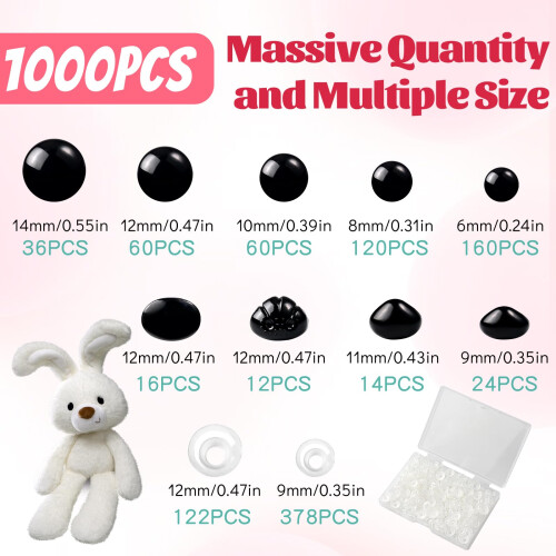 1000 Black Safety Eyes 1