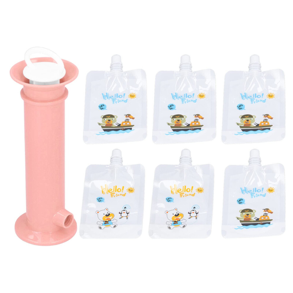 Baby Food Pouch Maker 7Pcs Set With Easy Press Filling, Reusable Puree Pouches For Toddlers Pink