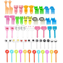 50Pcs Bento Food Picks Set Cute Animal Designs Reusable Toothpick Forks for Kids Lunchbox Snacks BPA