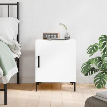 Iiaky Bedside Cabinet White 40x40x50 cm Engineered Wood-Bedside Tables Bedside Drawers Cabinet Side End Table Nightstand Storage Organizer Home Stand