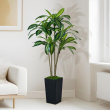 SJSCYD Artificial Dracaena Tree 5FT, Faux Tree with Black Tall Planter, Fake Yucca Tree Tall Faux Plants Indoor, Floor Plant for Home Office Living R