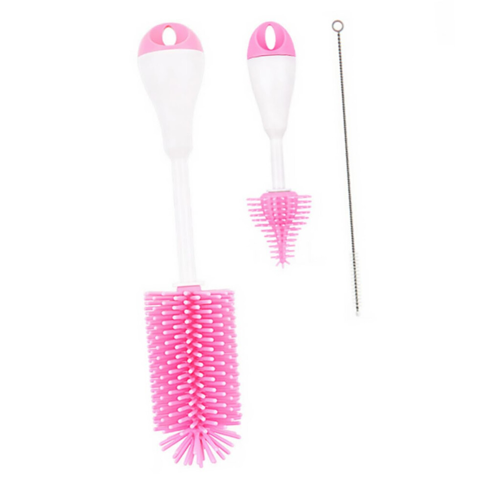 Baby Bottle Cleaning Brush Set with 360 Rotation and Gentle Silicone Pacifier Cleaner, Slim Narrow Neck Design