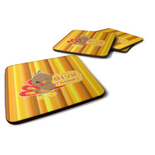 Caroline's Treasures BB7115FC Set of 4 Thanksgiving Turkey Give Thanks Foam Coasters Set of 4, 3 1/2 x 3 1/2, Multicolor