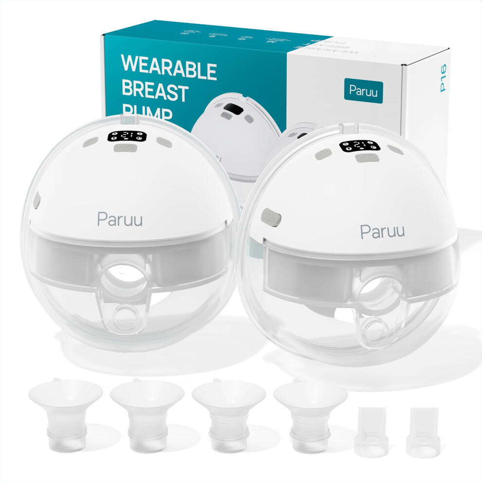 Wearable Breast Pump P16, Hands  Electric Pump with 4 Modes 12 Levels Strong Suction, 2 Pack
