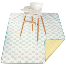 Chair Mat 43x43in Rainbow Waterproof Baby Feeding Floor Protector Non Slip Washable Reusable