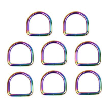 Honkenda Heavy Duty 1 Inch Rainbow Metal D Rings Buckle, Thicker 1'' Semi-Circular D Shape Rings for DIY Sewing Webbing Backpack, Keychains, Bag Belt