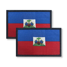 Overdecor Flag Patch Tactical Patch- Hook and Loop Fastener, 2 Pack (Haiti)
