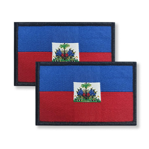 Overdecor Flag Patch Tactical Patch- Hook and Loop Fastener, 2 Pack (Haiti)