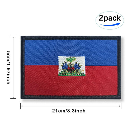 Overdecor Flag Patch Tactical Patch- Hook and Loop Fastener, 2 Pack (Haiti) 2