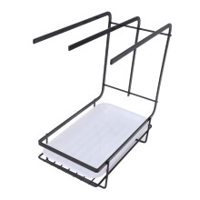Tea Towel Rack, Tea Towel Drying Rack, Hollow Base with Drain Pan for Kitchen (Black)