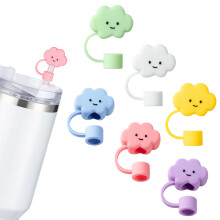 Amrules Straw Covers Cap 6Pcs 0.4inchs/10mm for Stanley 20 30&40 Oz Cup,Cute Flowers/Clouds Drinking Straw Caps