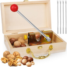 Nut Cracker for All Nuts Heavy Duty Walnut Cracker with Wooden Gift Box Adjustable Nut Tongs Portable Manual Nut Cracker Tool for Walnut Pecan Macada