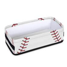 Baseball Lace Small Bathroom Baskets for Toilet,Foldable Toilet Paper Tank Basket Organizer for Towels Storage Decorative Open Storage Bins for Home,