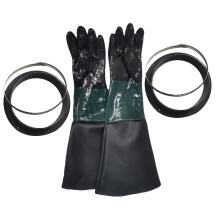 JUNNASALIKER Protective Sandblasting Gloves Long Cotton Lined Work Gloves With Gloves Holder Clamp For Sandblast Cabinet Use