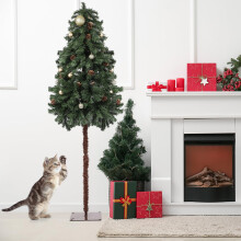Simgoing 6ft Tall Cat Proof Christmas Tree Green Pencil Artificial Christmas Tree with Burr Strips Cat Proof Holiday Decoration for Home Shops Party