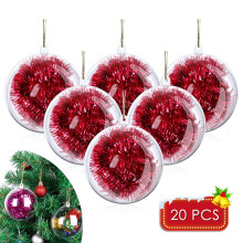 20 Pack DIY Ornament Balls Clear Fillable Baubles Craft Christmas Decorations Tree Ball for New Years Present Holiday Wedding Party Home Decor Bath B
