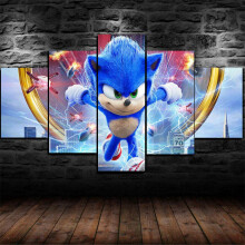 Myrdsio Canvas Wall Art 5 Piece Mural Oil Painting Pictures Sonic The Hedgehog 2020 Hd Print 5 Part Modular Posters Modern Living Room Kitchen Decora
