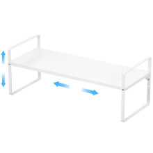 GEDLIRE Expandable Kitchen Cabinet Shelf Organizers, Stackable Metal Pantry Storage Shelves Rack, Adjustable Counter Spice Shelf for Cabinets, Counte