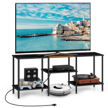 50" TV Stand for Living Room Entertainment Center with 3 Tier Storage for 50" 43" 40" 32" Black