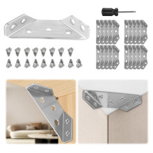 Universal Stainless Steel Furniture Corner Connector, Triangle Angle Fasten Corner Connectors for Wood and Metal Furniture, Corner Bracket Support wi