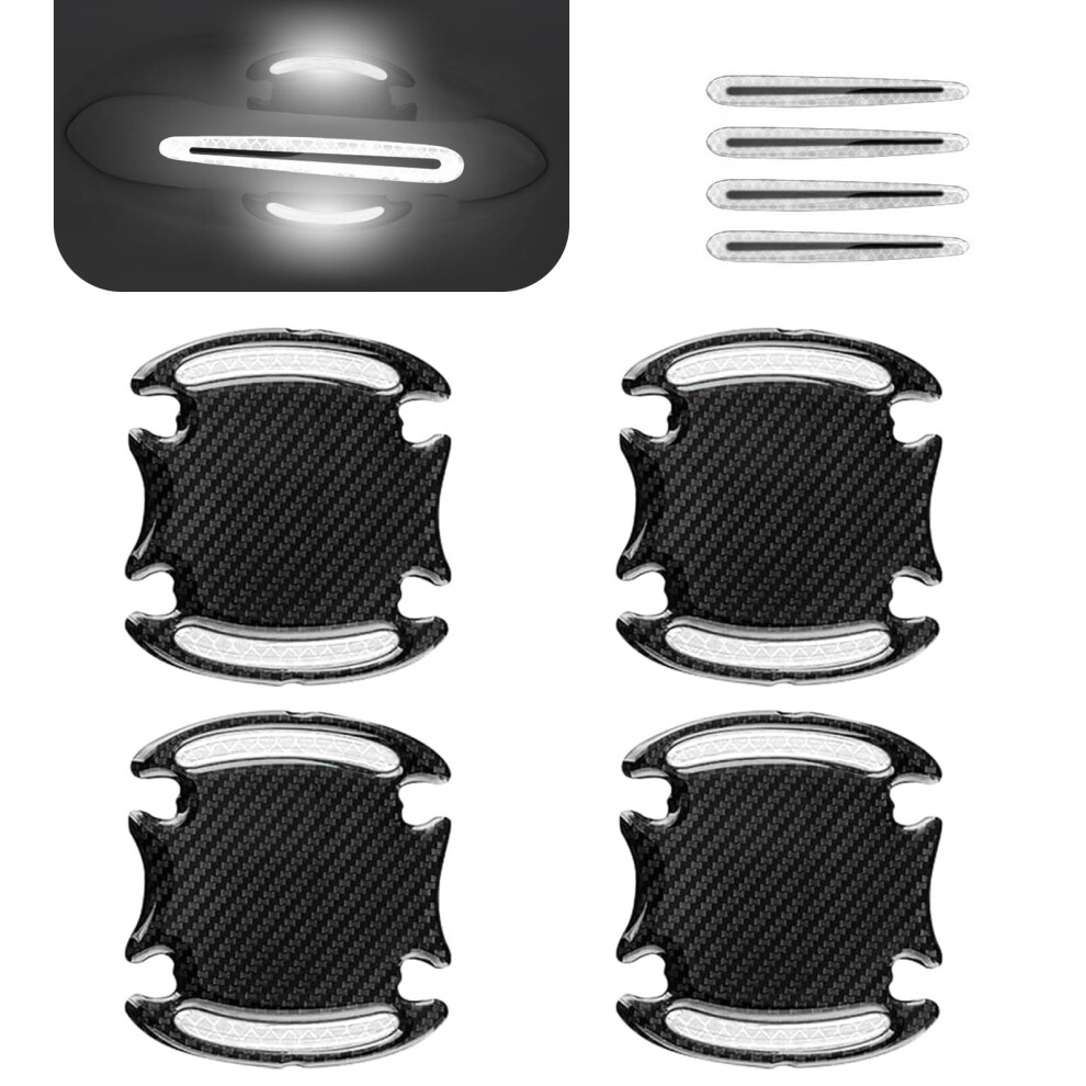 8 Pcs Reflective Car Door Handle Protector Stickers, Antiscratch Guard For Sedans Suvs Trucks, White 9113335622005