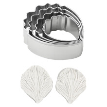 OKKRMGZ Peony Flower Mold Fondant Cutter Kit with Veiner Tools 4pcs Stainless Steel Petal Cutters 2pcs Sugar Veining Mold Clay Baking Molds for Gumpa