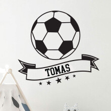 Personalised Name Stickers | Football Wall Sticker - Children's Room Wall Decoration | 2 Sheets of 50 x 55 cm and 60 x 25 cm - Black