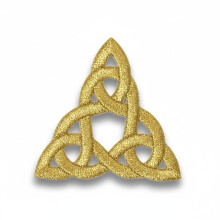 Patch Portal Gold Celtic Embroidered Patch - 3 Inch Triquetra Iron-On or Sew-On Applique - Symbolic Fabric Emblem for Jackets, Bags, and DIY Clothing