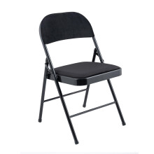 (Black, 4 x Chairs) Metal Frame Foldable Chair Velvet Padded Chair for Kitchen Garden Office by A.Unique Home