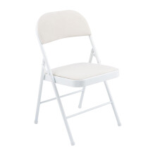 (White, 1 x Chair) Metal Frame Foldable Chair Velvet Padded Chair for Kitchen Garden Office by A.Unique Home