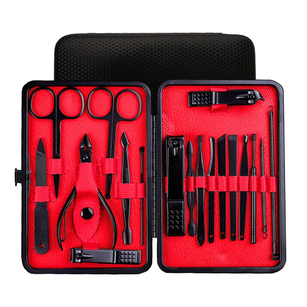 Manicure Set 18âinâ1 Stainless Steel Pedicure Kit with Precision Tools and Compact Travel Case