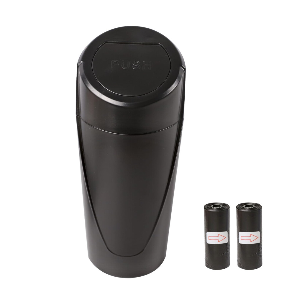 Car Trash Can With Leakproof Sealed Lid, Compact Cup Holder Fit Garbage Bin For Travel Â Black 9070919829192