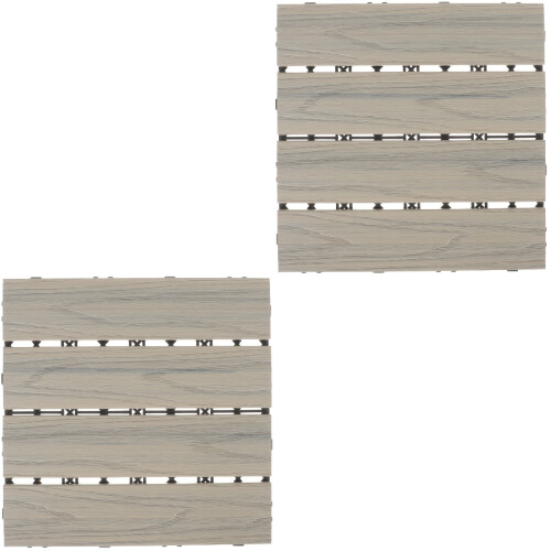 2Pcs Waterproof Grey Wood-Plastic Interlocking Floor for Balcony 2