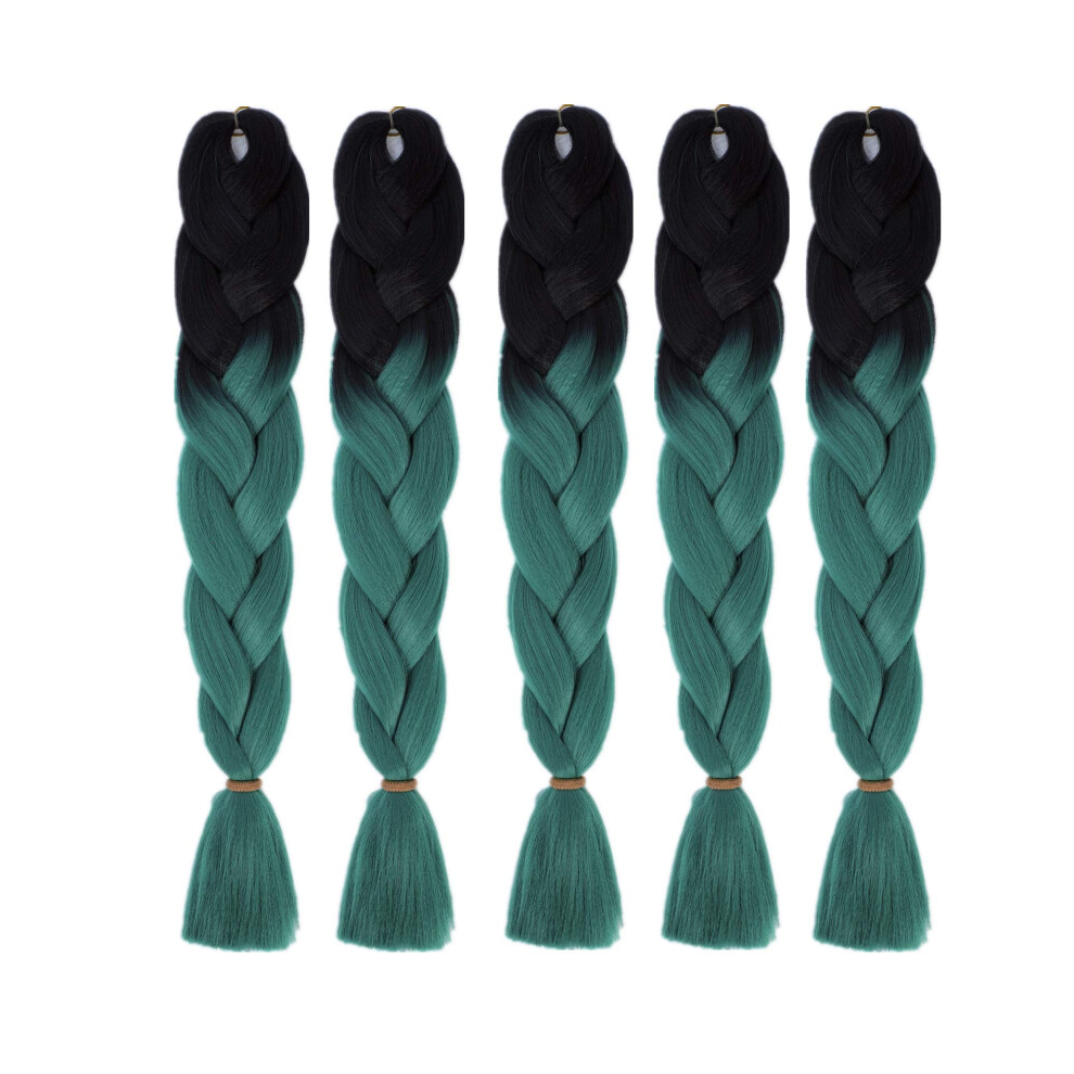 Unisex Jumbo Braiding Hair 24 Inch Ombre Extensions 5 Packs Soft Yaki Synthetic Fiber For Box Braids