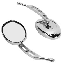 Motorcycle Rear View Mirrors Chrome 360 Adjustable Wide Angle Universal Fit 10mm Bolt Set