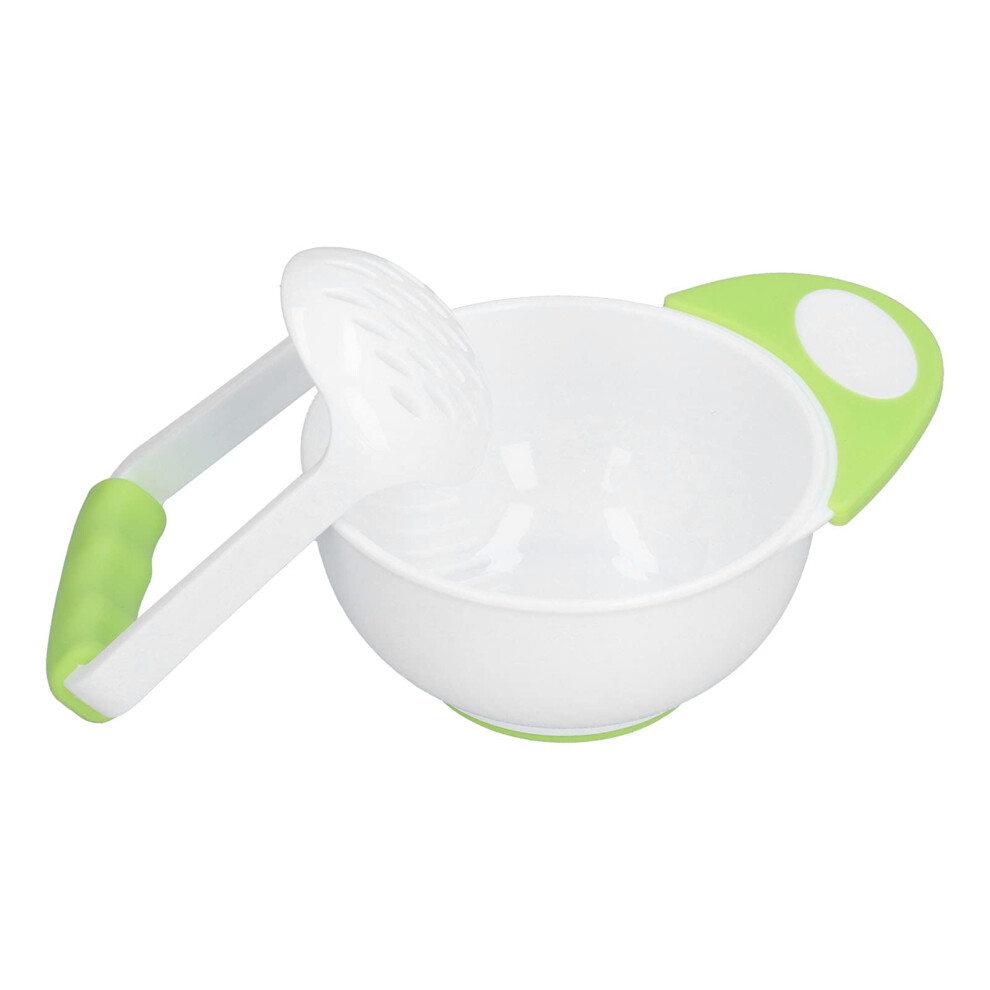 NonSlip Baby Food Masher Bowl Set with Long Handle, Fruit and Vegetable Puree Maker for Babies