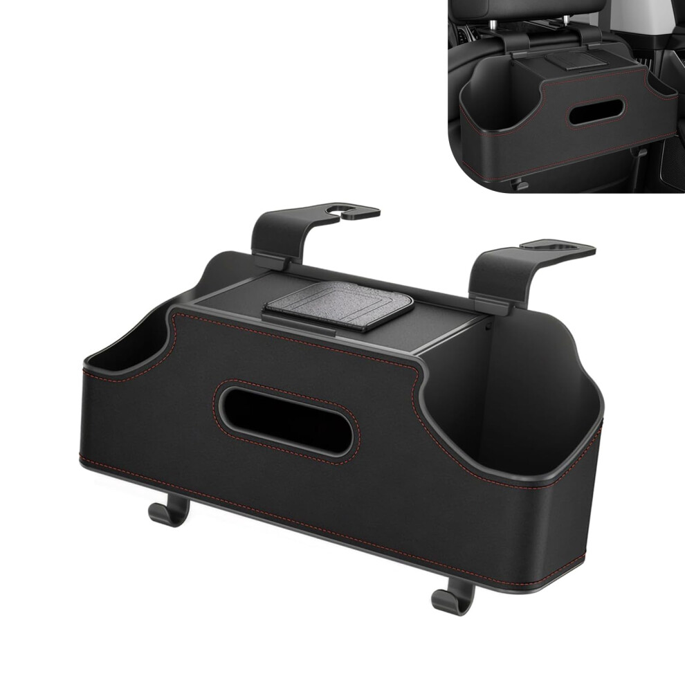 Car Seat Organizer With Cup Holders And Tissue Box, Multipocket Backseat Storage For Kids, Black 9113335623200