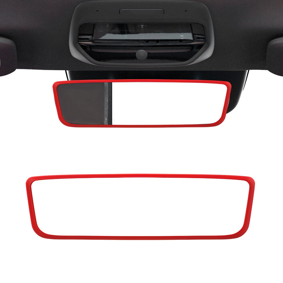 Rear View Mirror Cover For Tesla Model 3 Y, Silicone Protector With Full Edge Protection Red 9070919829949