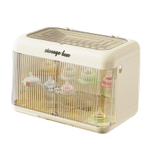Dustproof Baby Bottle Drying Rack with Lid, Countertop Organizer Box with Drainage and Multi Compartments