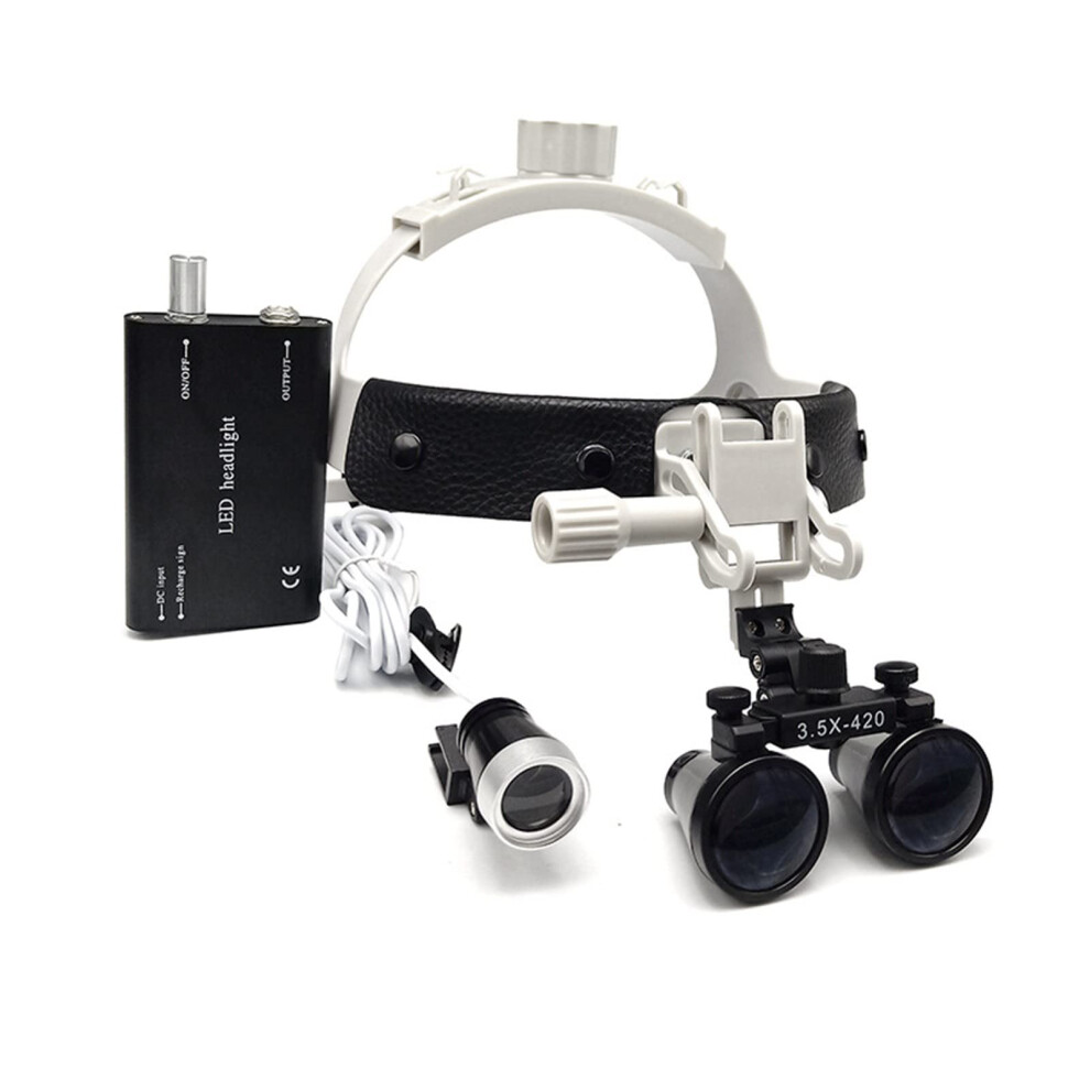 3.5X Dental Surgical Loupes with Headlight, Binocular Magnifier Glasses, Adjustable Headband
