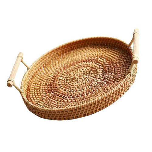 1St Rattan Dessert Aufbewahrungsplatte (Hellbraun)