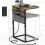 Adjustable C Shaped Side Table with Charging Station, Storage, for Couch or Bed, Rustic Brown 1