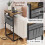 Adjustable C Shaped Side Table with Charging Station, Storage, for Couch or Bed, Rustic Brown 5