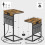 Adjustable C Shaped Side Table with Charging Station, Storage, for Couch or Bed, Rustic Brown 2