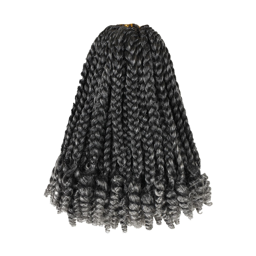 Unisex Black 7 Packs 10 Inch Prelooped Crochet Box Braids For Women T1b/Gray Ombre Goddess Bohemian Hair