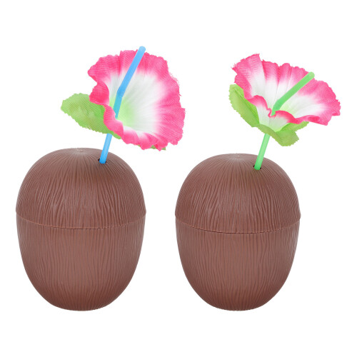 2Pcs Creative Tiki Cocktail Cups Light Brown PP Decorative Bar Cups