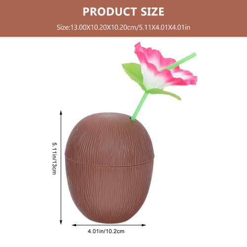 2Pcs Creative Tiki Cocktail Cups Light Brown PP Decorative Bar Cups 2